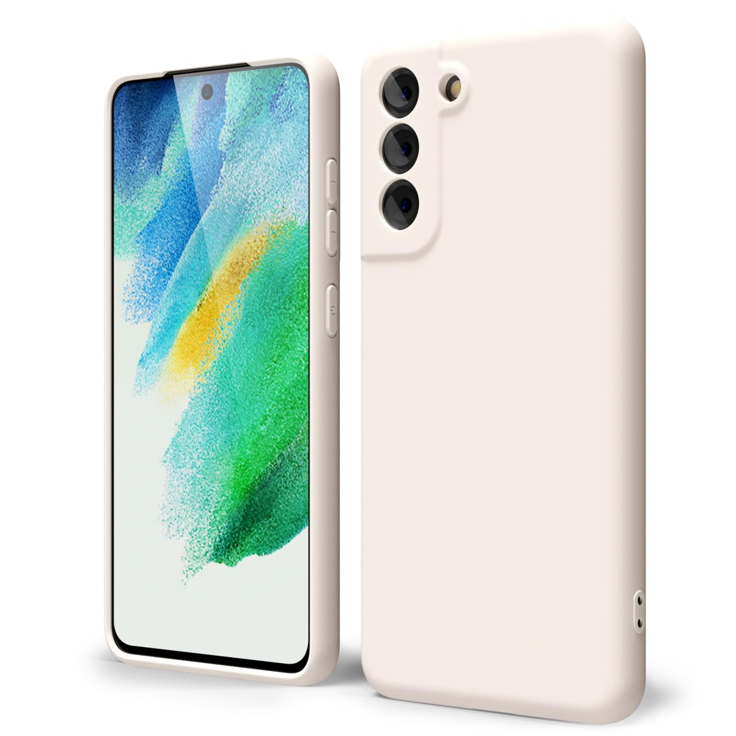 oakxco for Samsung Galaxy S21 FE 5G Phone Case Liquid Silicone Grip, Cute Thin Slim Soft Rubber TPU Plain Smooth Gel Cover for Women Girl Aesthetic, Matte Solid Protective & Shockproof, Beige Stone