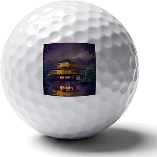 Japanese Temple at Twilight with Mount Fuji Funny Golf Ball Premium Golf Practice Balls Great Gifts for Men Women Golfers