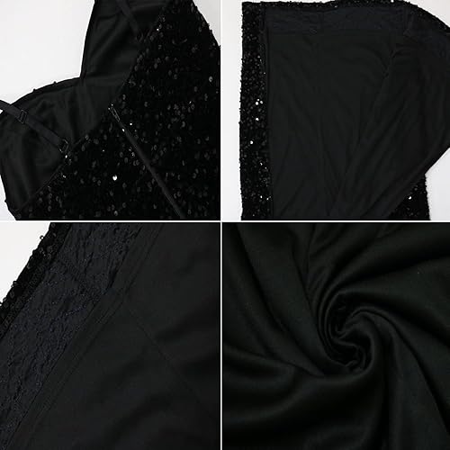 Miniatura 5 de Vestido largo de cóctel de noche sin mangas con hombros descubiertos y abertura para mujer