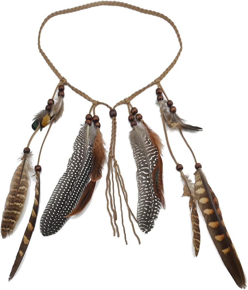 BuxiuGK Indian Headdress Hippie Boho Feather Tassel Headband Hair Accessories for Women Girl Party Festival,1# - Image 4