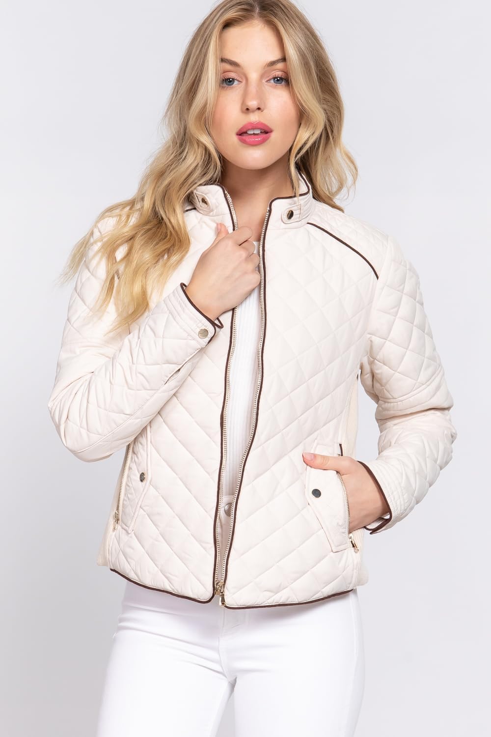 NE PEOPLE Womens Lightweight Quilted Zip Jacket (S-3XL) - Image 2