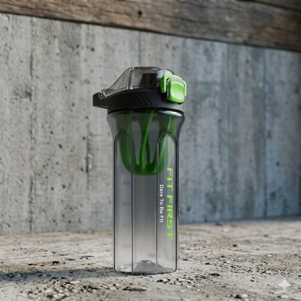 Fit First Protein Shaker Bottle, 700 ml, Black and Green | BPA Free, Mixing Basket Included, Flip-Top Lid, Gym and Workout Use, Leak-Proof Design-image-41