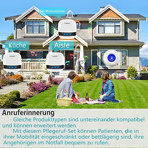 LIOTOIN Notrufknopf für Senioren Notruf Alarm Knopf Kabellose Hausnotruf Senioren SOS Alarmanlage Set 2 Sender 2 Empfänger Krankenpflege … – Bild 3