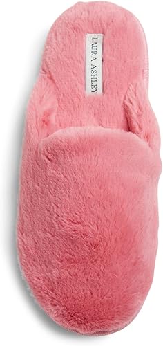 Laura Ashley Pantuflas de felpa para mujer con espuma viscoelástica