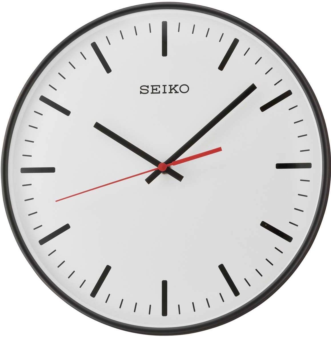 Seiko Reloj de Pared Negro plástico segundero rastrero QXA701K, Negro, 29.9 x 29.9 x 4.6, Moderno