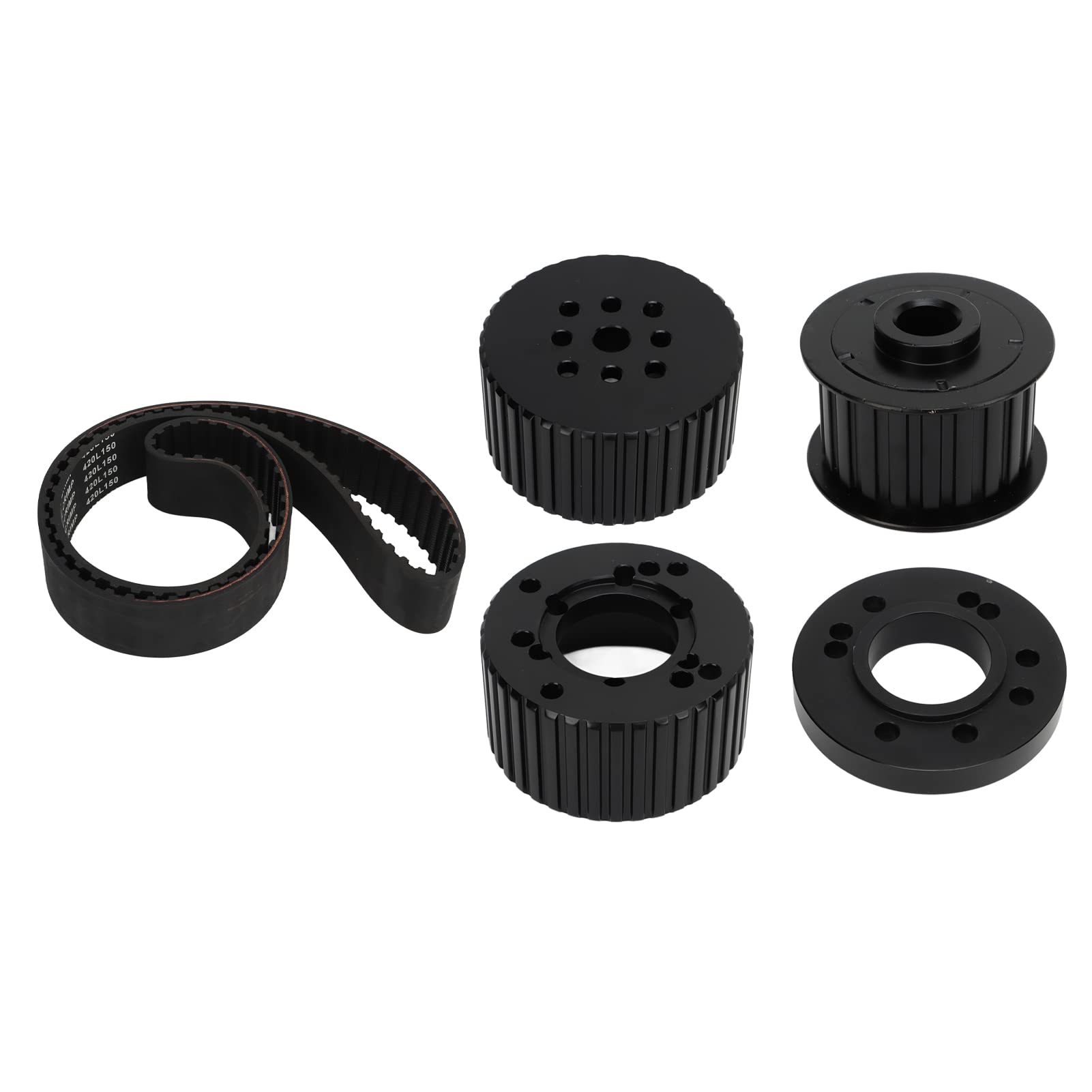 Kit Puleggia Cinghia per Motore 383 400 413 440, Alluminio e Gomma, Cinghia Dentata Larga 1,5 Pollici per un Efficiente Servosterzo e Allineamento della Pompa dell'acqua (BLACK)