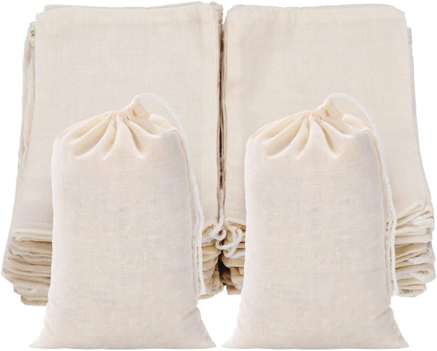 NJ Drawstring Bags Muslin Bag Sachet Bag, Coin Pouch, Pouch for Wedding Party, Jewellery Bag, Gift wrap Pack Bag, Cotton Bag, Travel Bag, Cosmetic Bag (4x6 Inches) (100)-image-29