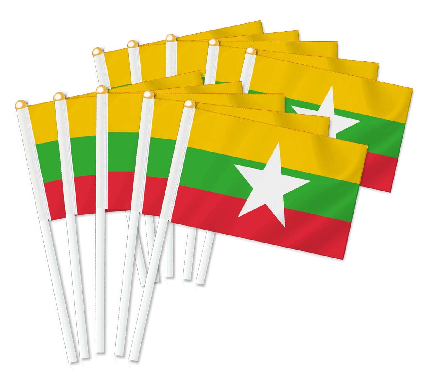25 PCS Myanmar Handheld Flag,Burmese Decor Hand Held,Decoration Banner