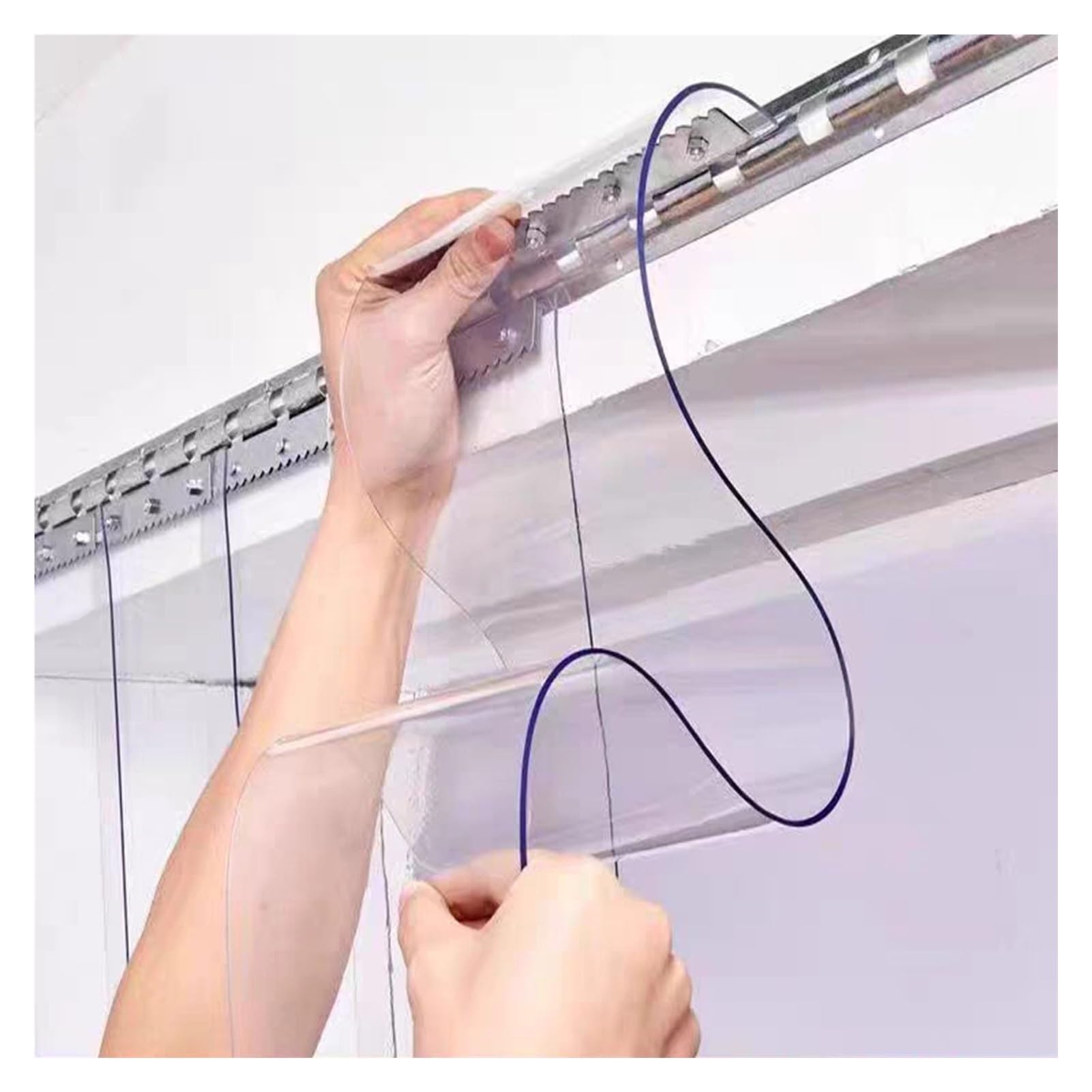 Rideau à lanières PVC transparentes 1,65 x 2,40 m pour chambre froide et garage