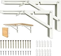 Vista 11 de Soportes de estante plegables de 10 pulgadas, 4 unidades, soportes de estante plegables resistentes, soportes plegables para estantes plegables