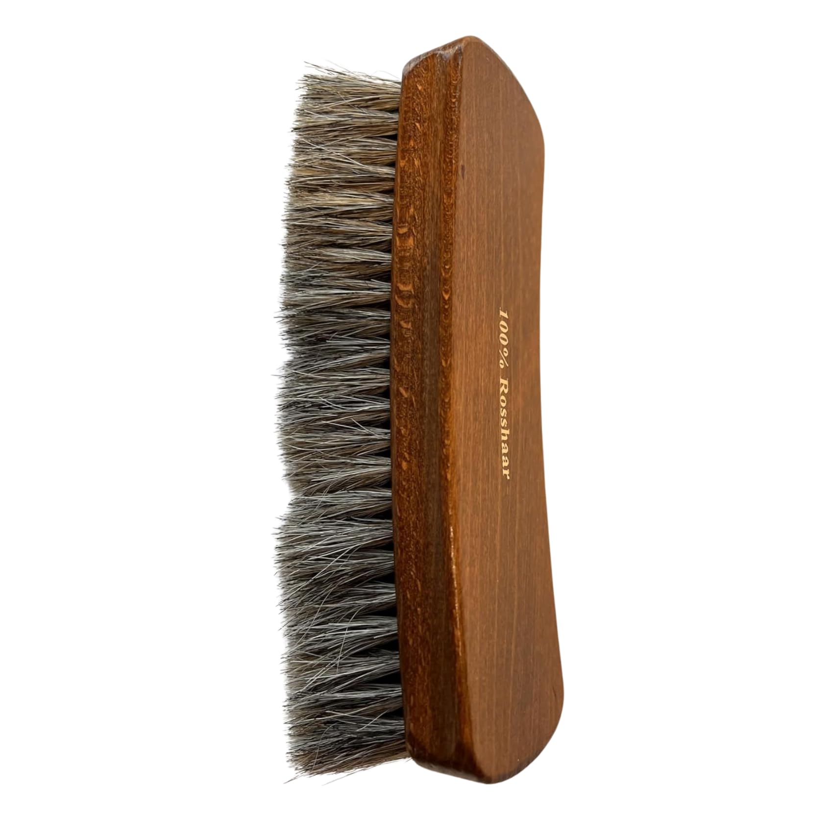 Meltonian Cepillo de pulido de crin de caballo para zapatos de cuero, cepillo de brillo de zapatos con mango curvado ergonómico, limpieza suave, cepillo de brillo, no raya el cuero, garantiza un