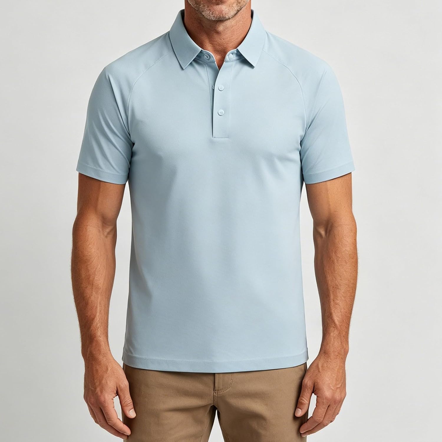 Men's Short Sleeve Shirt Button Placket Golf Shirt | Collar , Button Placket, Short Sleeve Fit, Soft Stretch Feel, For Golf, Tennis, Work, And Weekend Wear