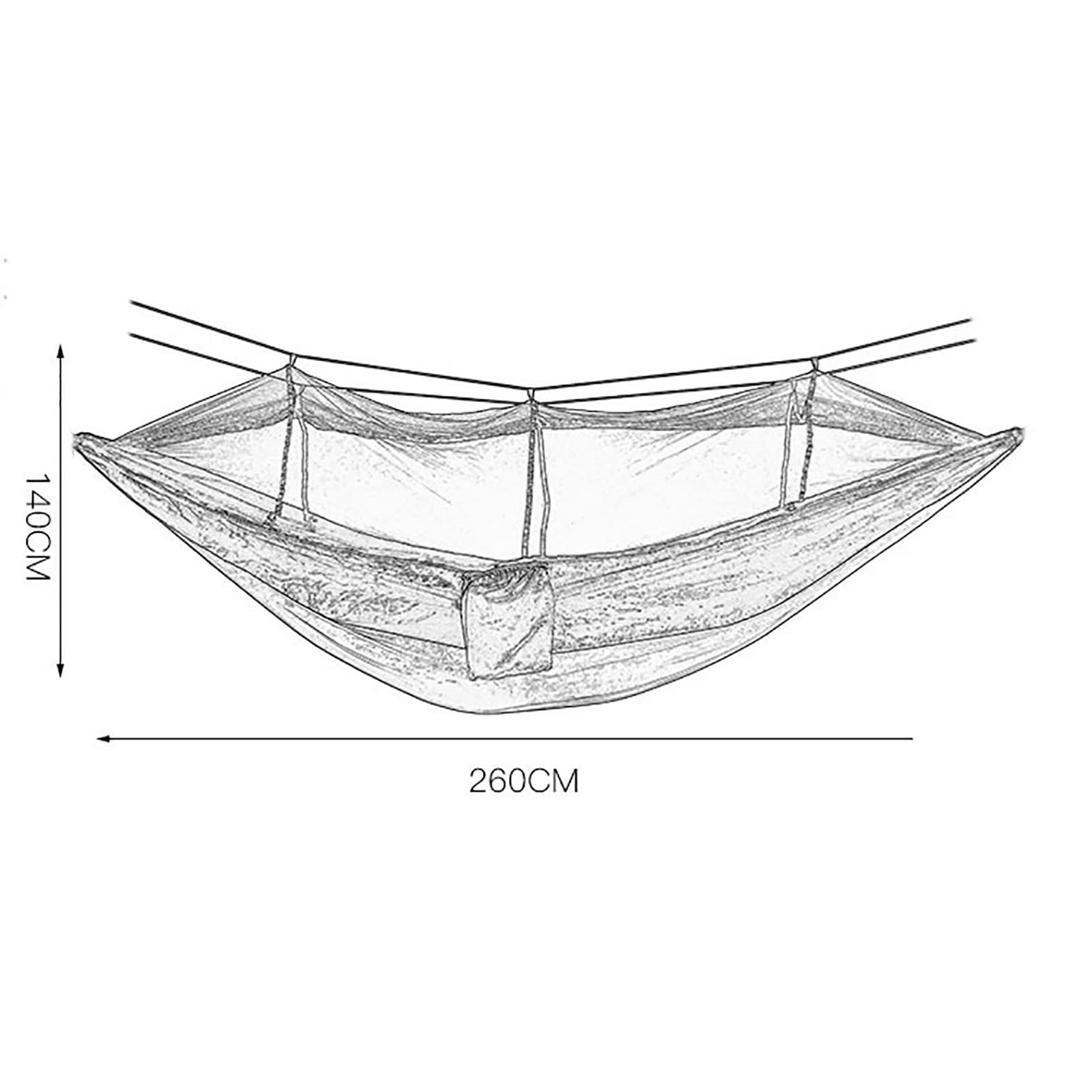amaca da campeggio, Rete da campeggio esterna 260 x 140 cm capacità di carico fino a 300 kg portatile con borsa per il trasporto giardino esterno