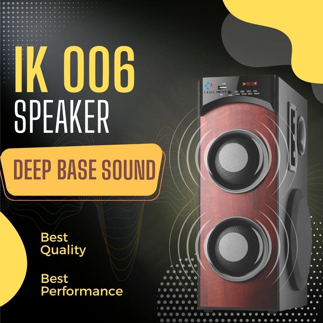 Ikall Ik006 40w Bluetooth Tower Speaker With Inbuild Fm Brown