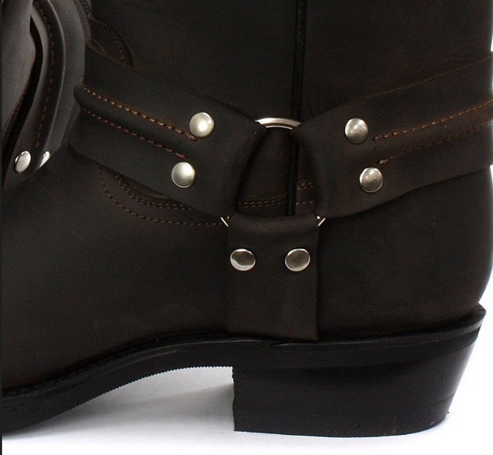 Grinders Renegade Hi Unisex Stivali di Pelle Nera da Cowboy Motociclisti Occidentali Stivali Alti