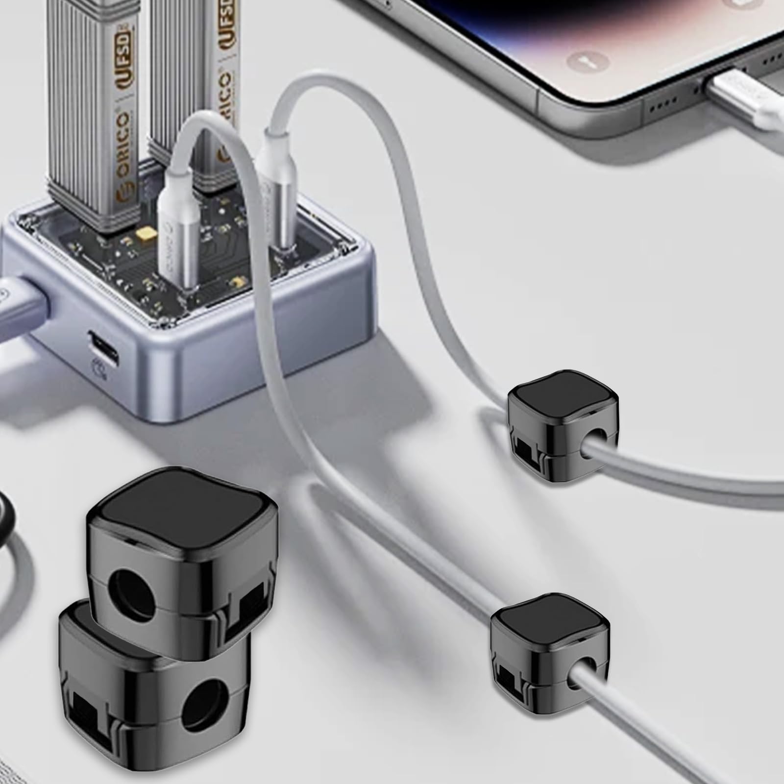 HJZHII Kabelhalter 6 Stück Selbstklebend - Feder Kabelclips Für Schreibtisch Organisation