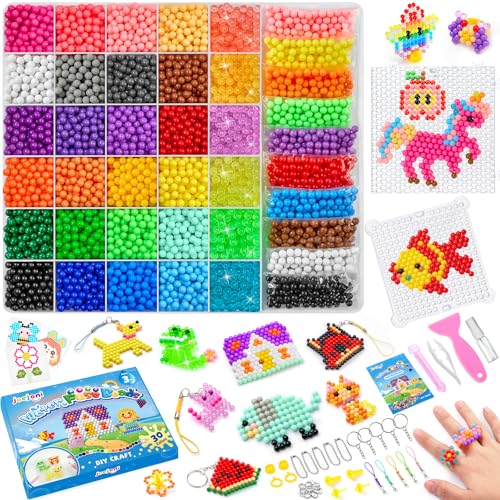 JOEJONI 30 Farben Wasserperlen Nachfüllset für kinder 4000pcs Wassersperlen Starter set Wasserperlen für Kinder Leuchten im Dunkeln Wasserperlen für Kinder für Anfänger DIY Spielzeug