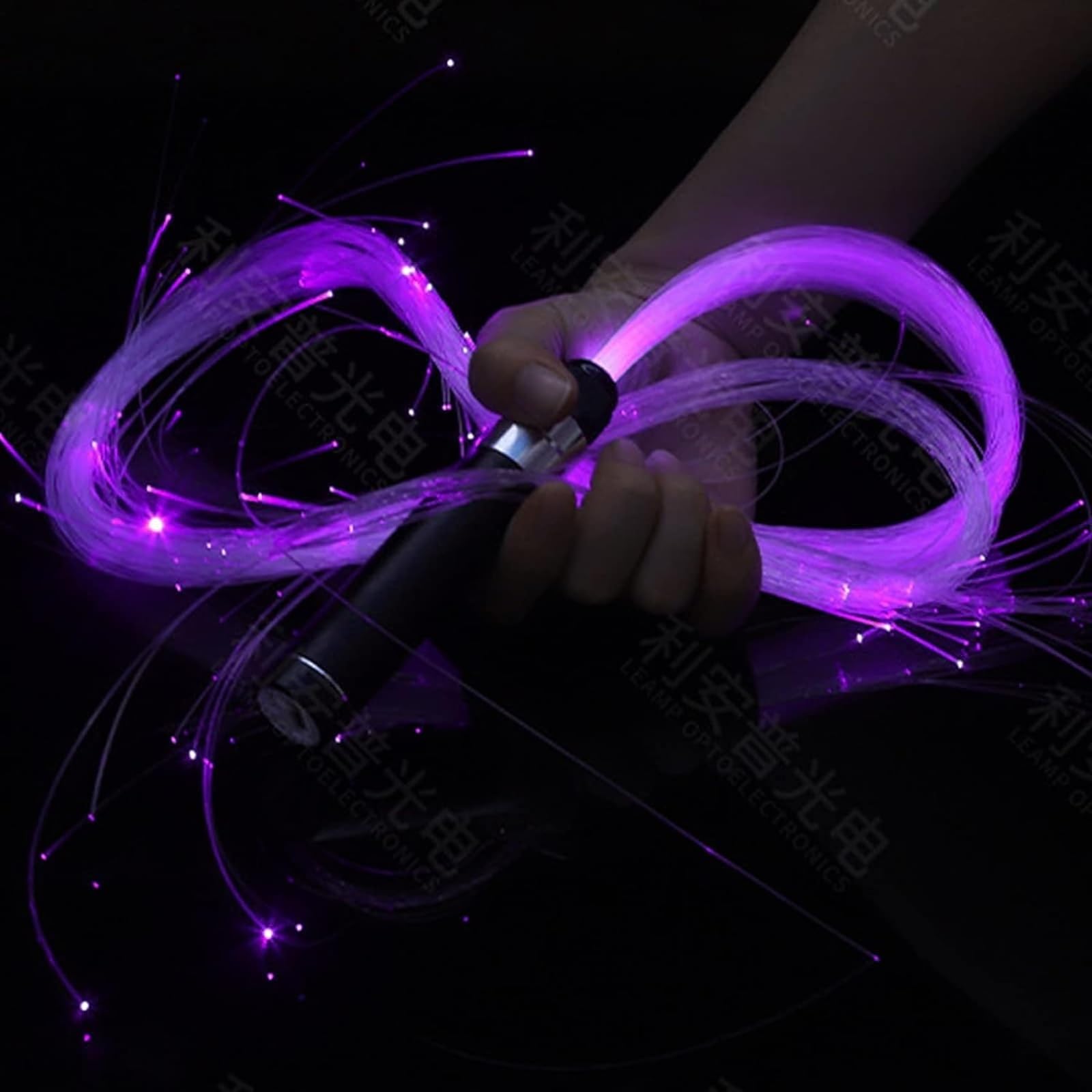 Bicchiere a fibra ottica Frusta in fibra ottica, flusso di frusta a LED, frusta pixel ricaricabile girevole a 360° con 7 colori, giocattolo di flusso perfetto for la danza, le feste