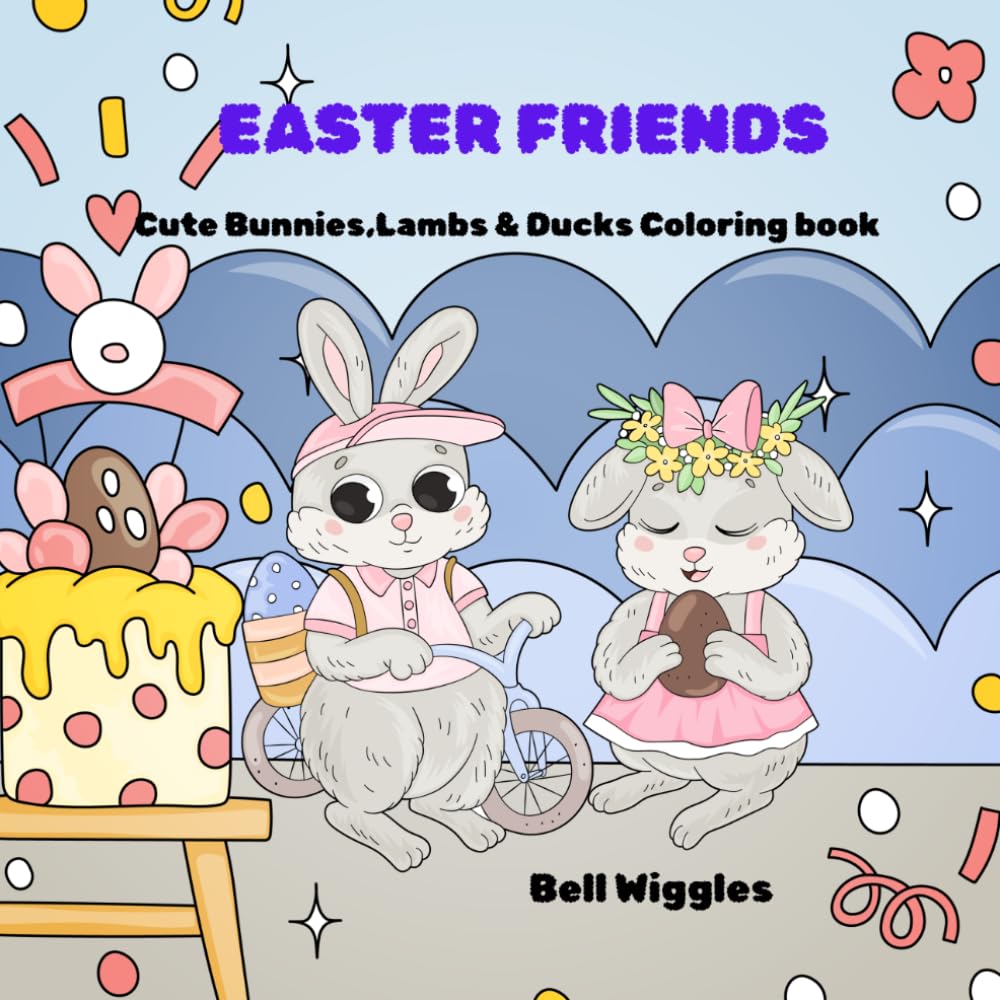 Easter Animals: Cute Bunnies,Lambs & Ducks Coloring Book