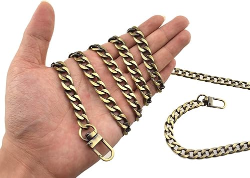 Miniatura 39 de HAHIYO Correa metálica de cadena para bolso de 43.3' de oro para bolso cruzado, bandolera y bolso de mano, cómoda y plana de 0.4' de ancho, extra