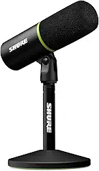 Shure Microfone para jogos MV6, microfone dinâmico USB para videogames e streaming – suporte de mesa, cancelamento de ruído de fundo, toque para mudo e saída de 3,5 mm para monitoramento de fone de