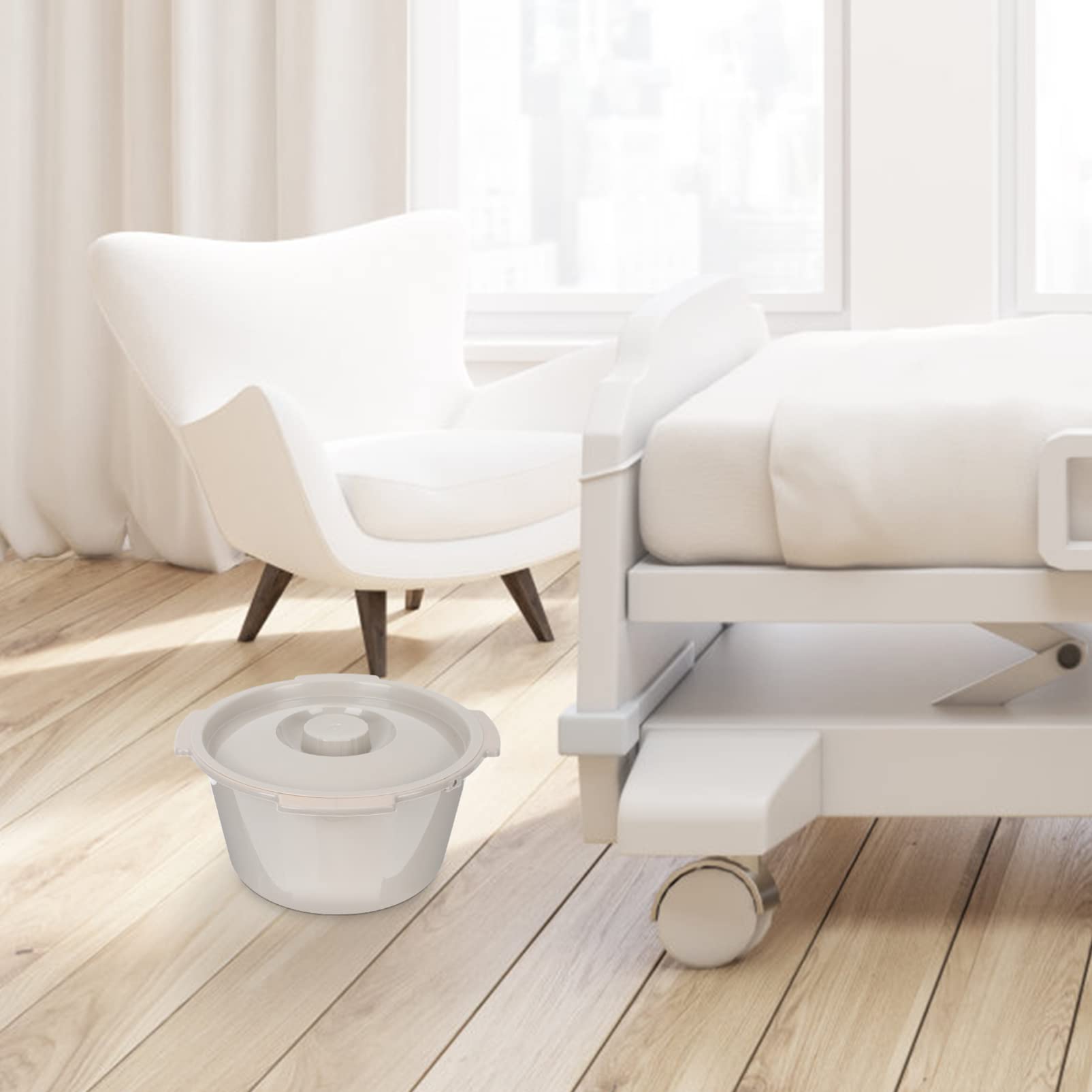 Cabilock Vaso Sanitario Portatile Coperchio in Pp per Anziani e Donne Incinte, Resistente Agli Urti e Isolamento Odori, per Viaggi e Hotel, Capacità 80kg