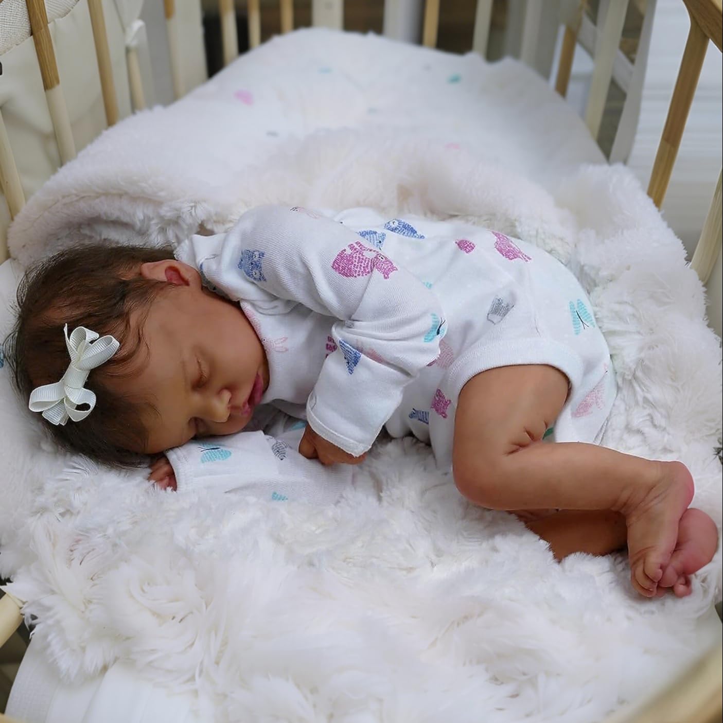 iCradle 18 Inch Reborn Baby Dolls Black Girls Soft Body Vinyl Realistic Baby Doll African American Sleeping Lifelike Newborn Baby Doll Toy for Ages 3+ — Amazon image 2
