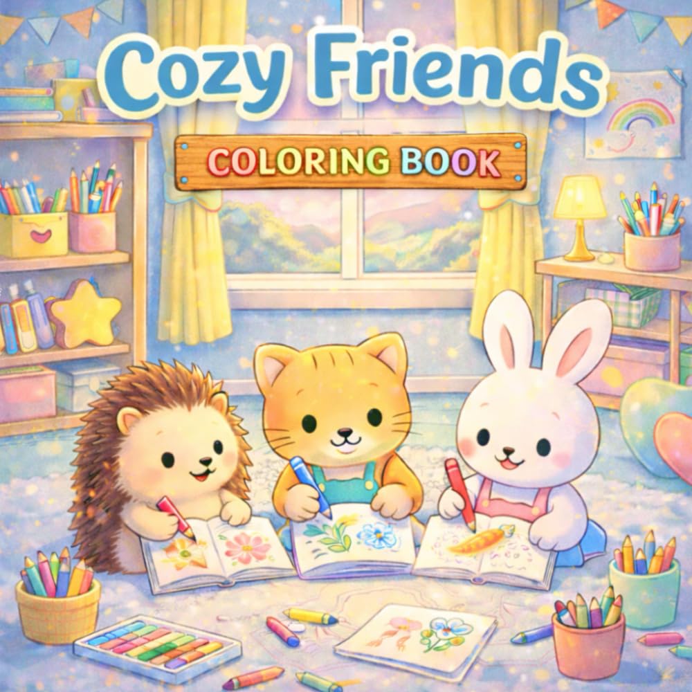 Cozy Friends Coloring Book: Relaxing Coloring Pages with Cute Animal Friends (Cozy Animals - Coloring Book Series)