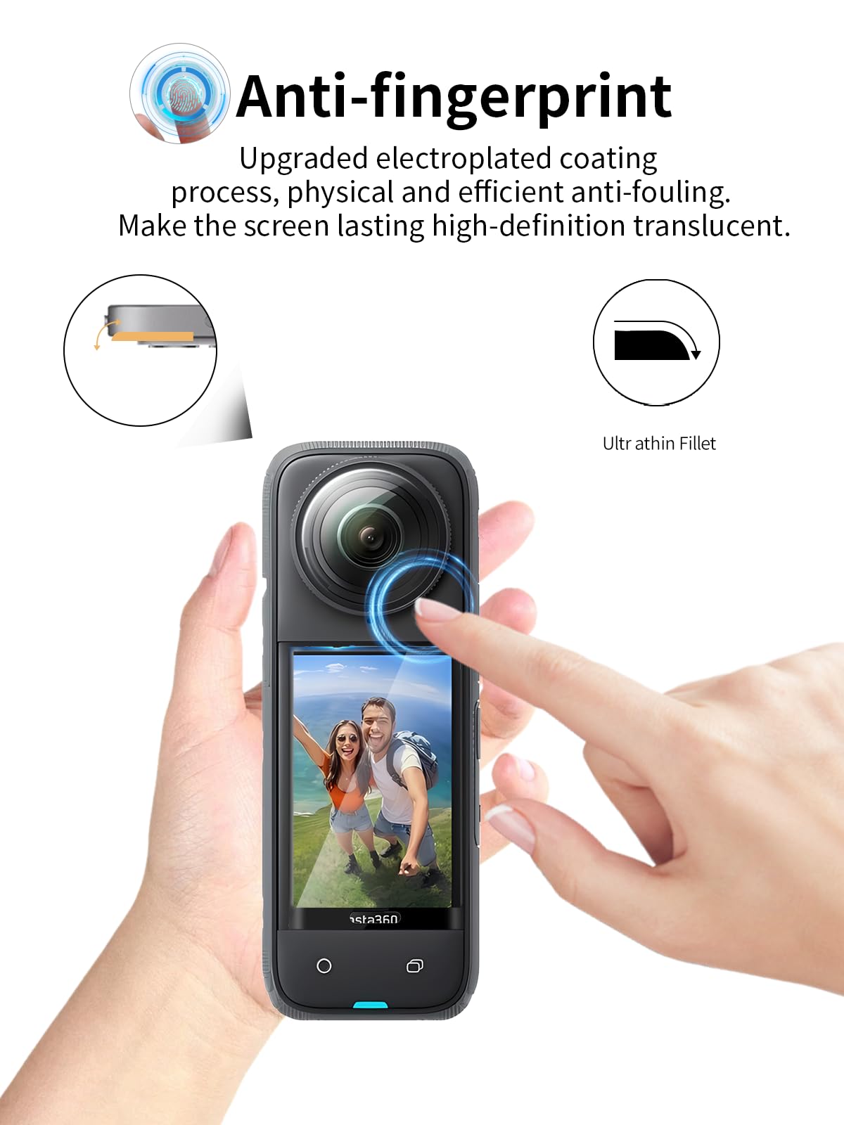 Do Insta360 X5 folia ochronna na ekran ze szkła hartowanego – wysoka przejrzystość, bez pęcherzyków powietrza, odporna na zarysowania, odciski palców (zestaw 3 szt.)