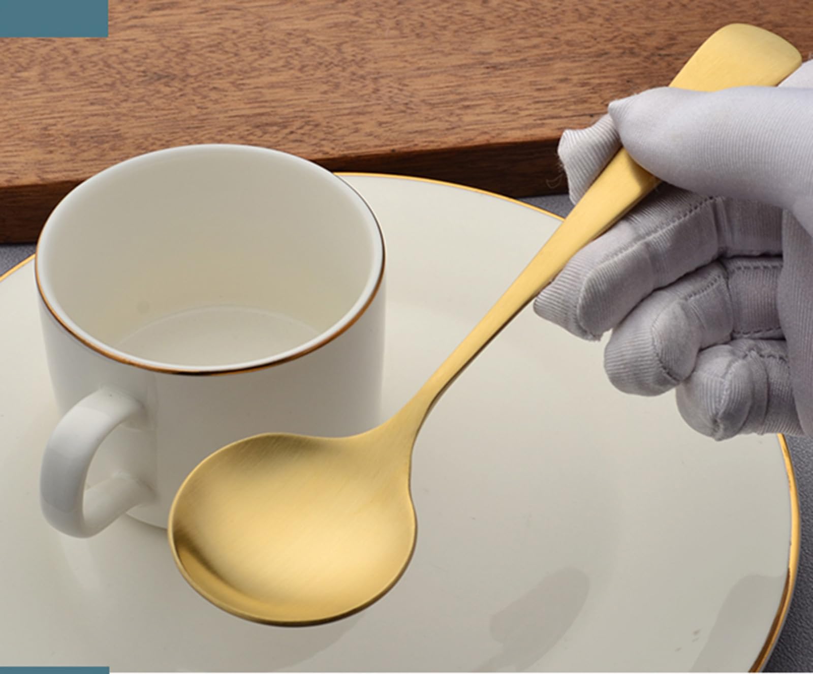 Cuillère à soupe 100 % cuivre pur, 16 cm en laiton givré artificiellement forgé, convient pour les repas à la maison, les restaurants, les desserts, les gâteaux, la crème glacée (5)