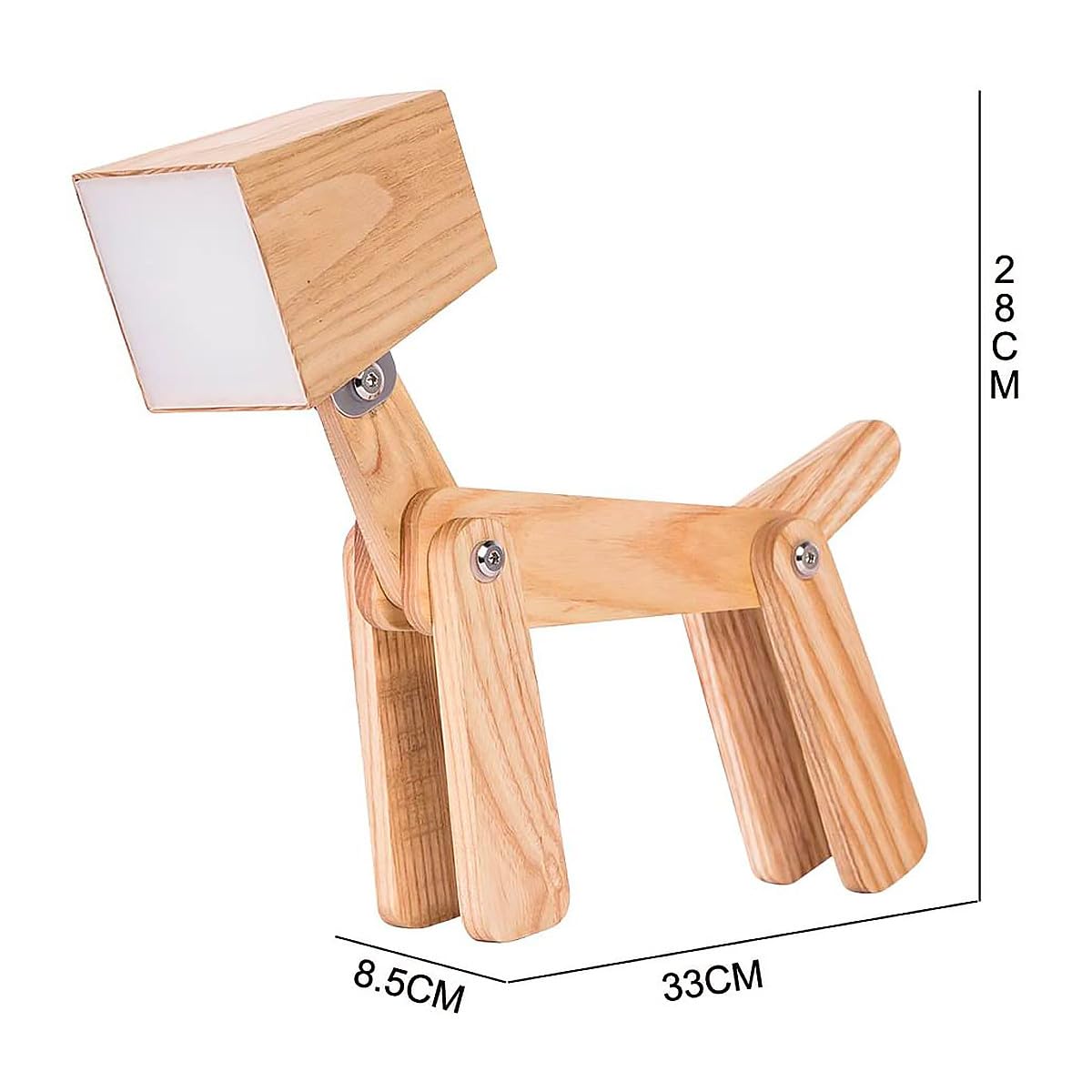 Winkee - Lámpara de Mesa Charlie - La Leal lámpara de Noche con función de Carga en diseño de Perros | Lámpara de Mesa LED de Madera Regulable con batería inalámbrica táctil