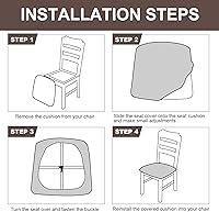 Vista 6 de Genina Fundas impermeables de asiento para silla de comedor, fundas elásticas para sillas de comedor, fundas protectoras para sillas de cocina