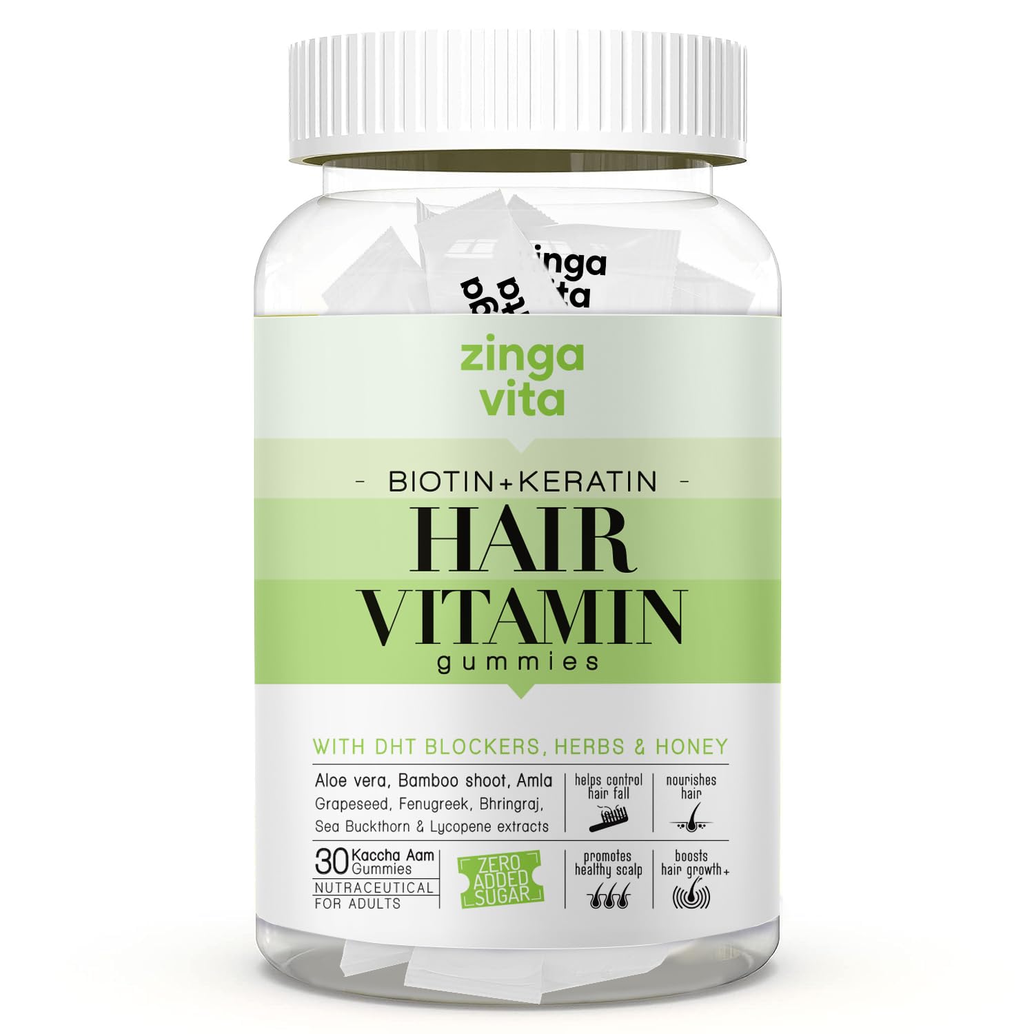 Buy Zingavita Keratin Hair Gummies (with Honey) for Stronger, Shinier