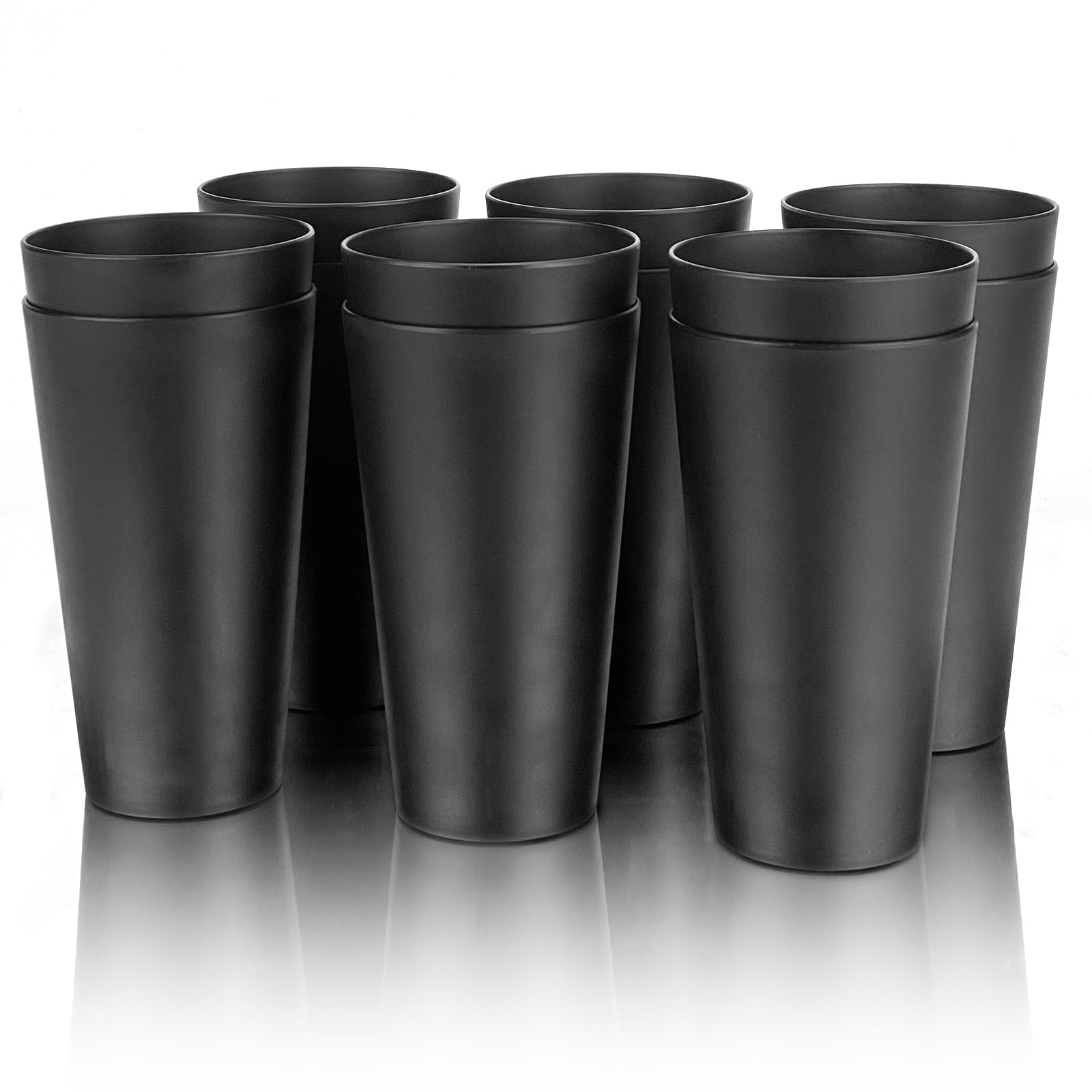 Juego de 12 vasos de plástico irrompibles, 32 onzas (color negro)