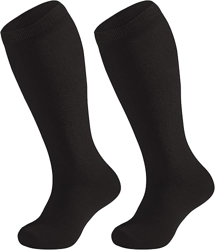 Vista 3 de DOOVID Calcetines de fútbol hasta la rodilla para niños y niñas, calcetines de tubo para uniforme escolar, medias largas