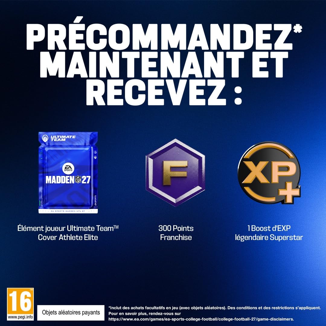 EA SPORTS Madden NFL 27 Standard Edition PCWin | Téléchargement code EA App | Jeu Vidéo | Français Standard | Téléchargement PC - Code EA App