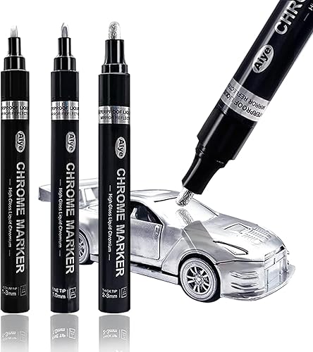 Marcador cromado de espejo líquido, 3 unidades, color plateado cromado líquido a base de aceite para cualquier superficie