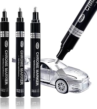 Liquid Chrome Silver Marker Metallic Pens, 3PCS DIY Silver Liquid Chrome Oil-based Paint Marker Pen for Any Surfac