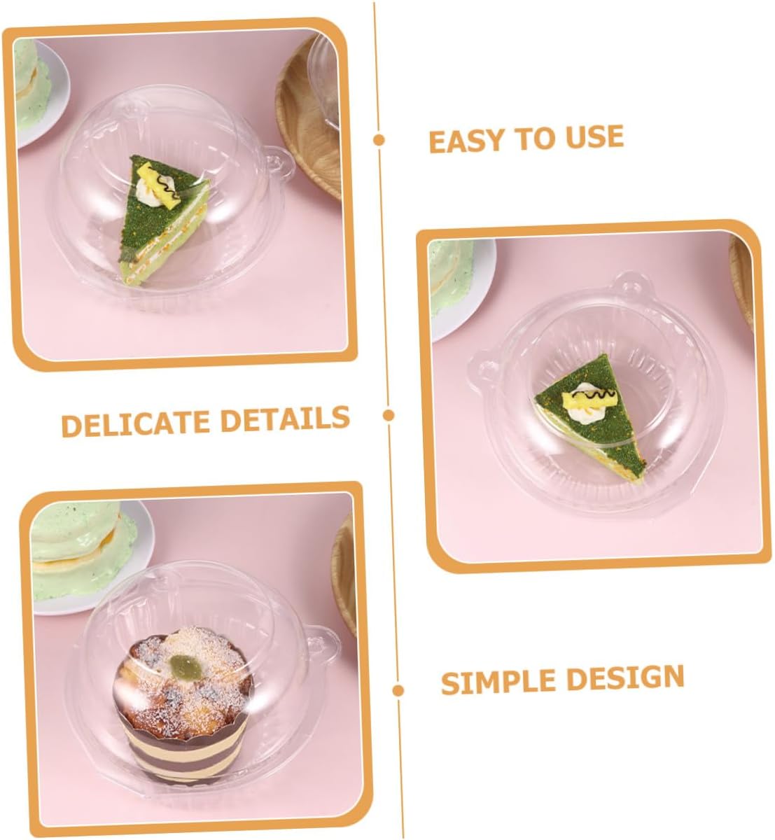 100pcs Cat Head Shape Cupcake Boxes with Dome Lid, Plastic Bakery Dessert Containers for Muffins and Cakes, Food Storage for Parties and Baking Supplies