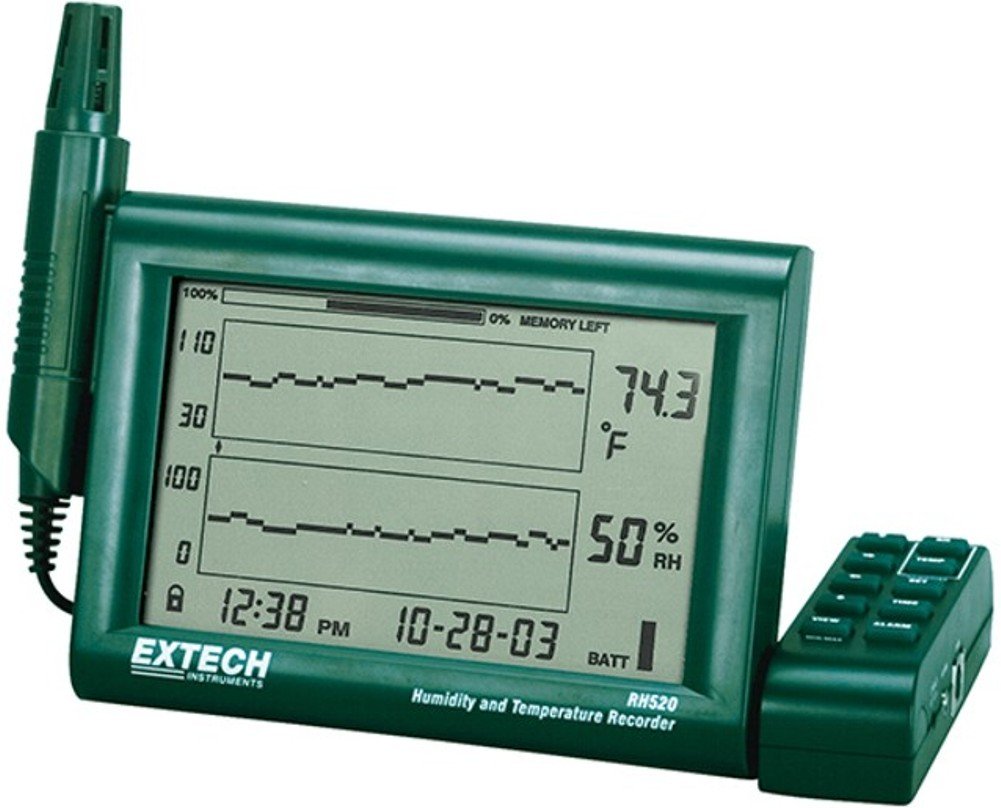 Extech RH520A - Grabador de humedad/temperatura sin papel, sonda desmontable