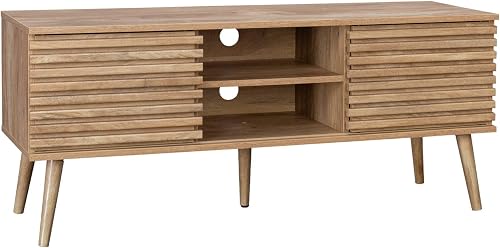 sweeek - Meuble TV scandinave avec 2 Portes décor Bois ra…