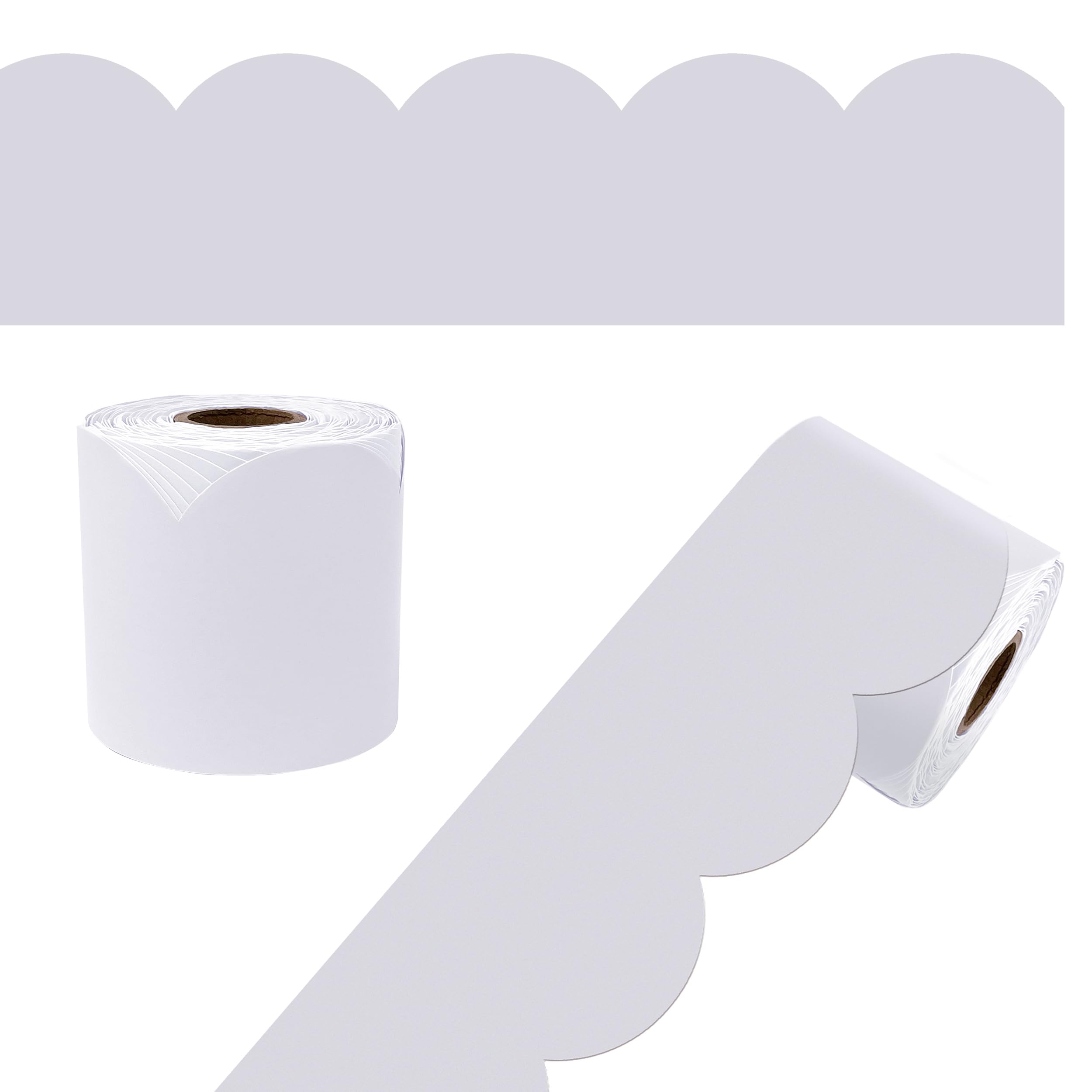 Carson Dellosa 65Ft of Light Gray Bulletin Board Borders, 1 Roll of Grey Scalloped Trim for Rolling Whiteboard, Cork and Posterboard, Party, Office Decorations, and Classroom Decor