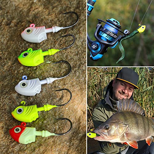 Sougayilang Swimbait Jig Head Lead Flats Jig Head Bait Lead Weighted Hooks Fish Jig Heads Fishing Accessories-15Pcs-1.05Oz(30G) #TOP7