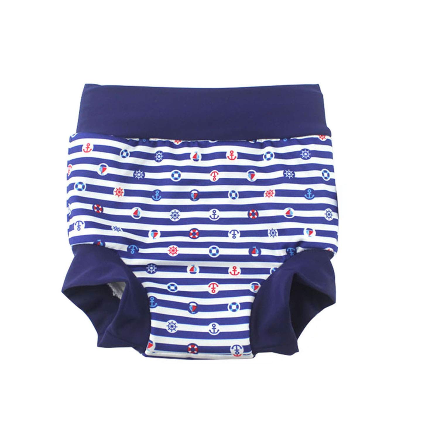 Bebé niños nadar pañales cubre pañales cintura alta natación pantalones cortos protección del vientre (3-5 Año, Armada+ Azul)