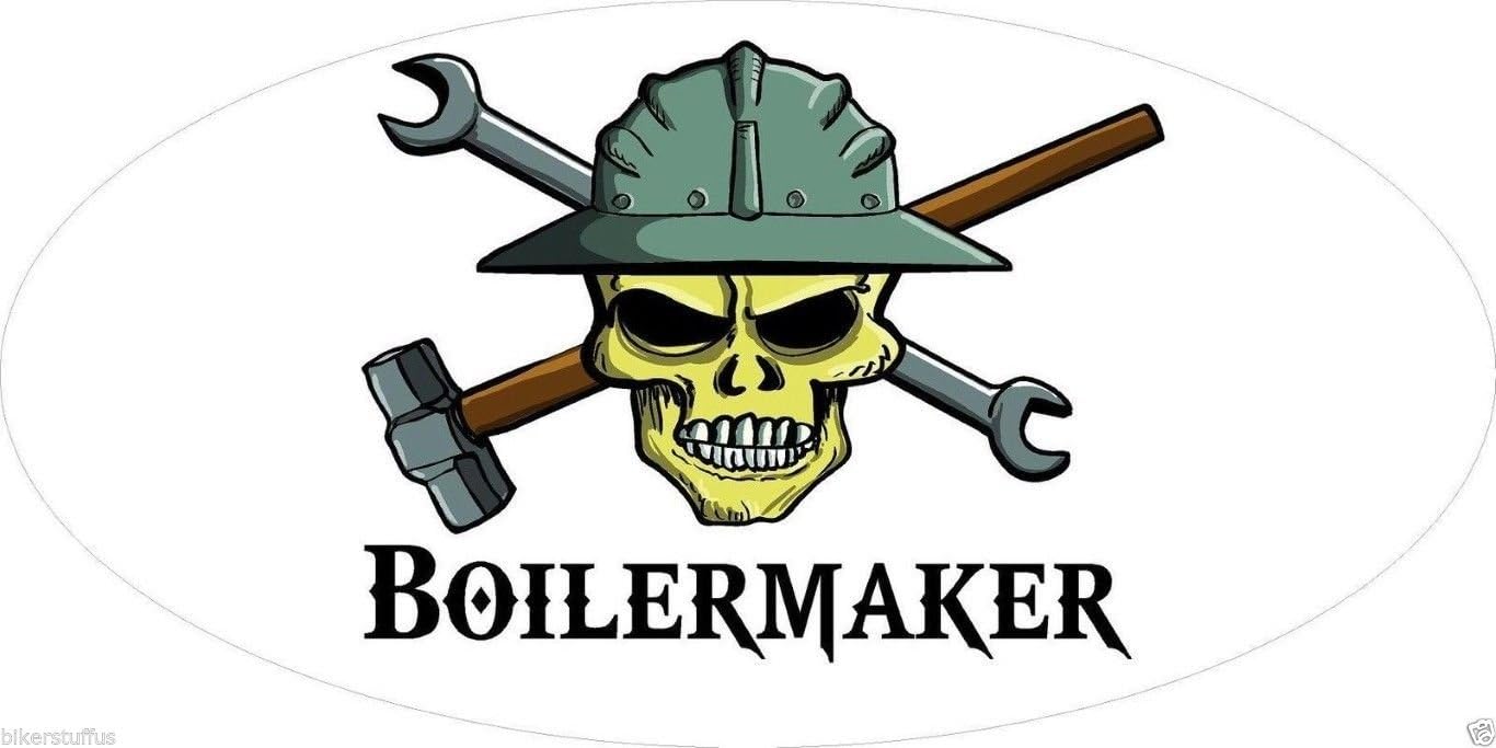 Boilermaker with Skull Helmet Sticker Hard HAT Sticker