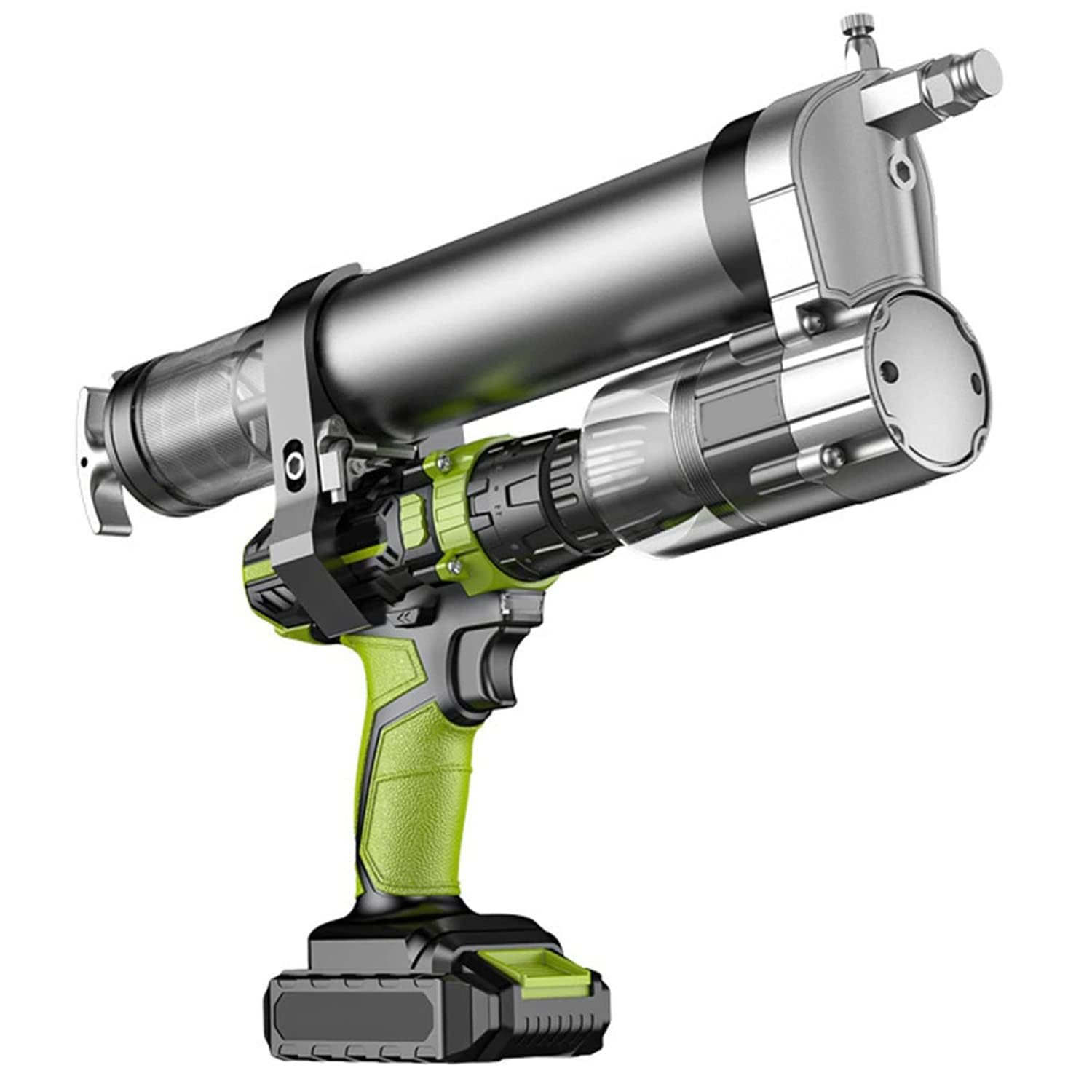 Pistola Engrasadora Inalámbrica De 25 V, Pistola Engrasadora Eléctrica con 2 Baterías De Iones De Litio, Presión De Salida De Aceite 12000 PSI, Cabezal De Pistola De Conversión Universal