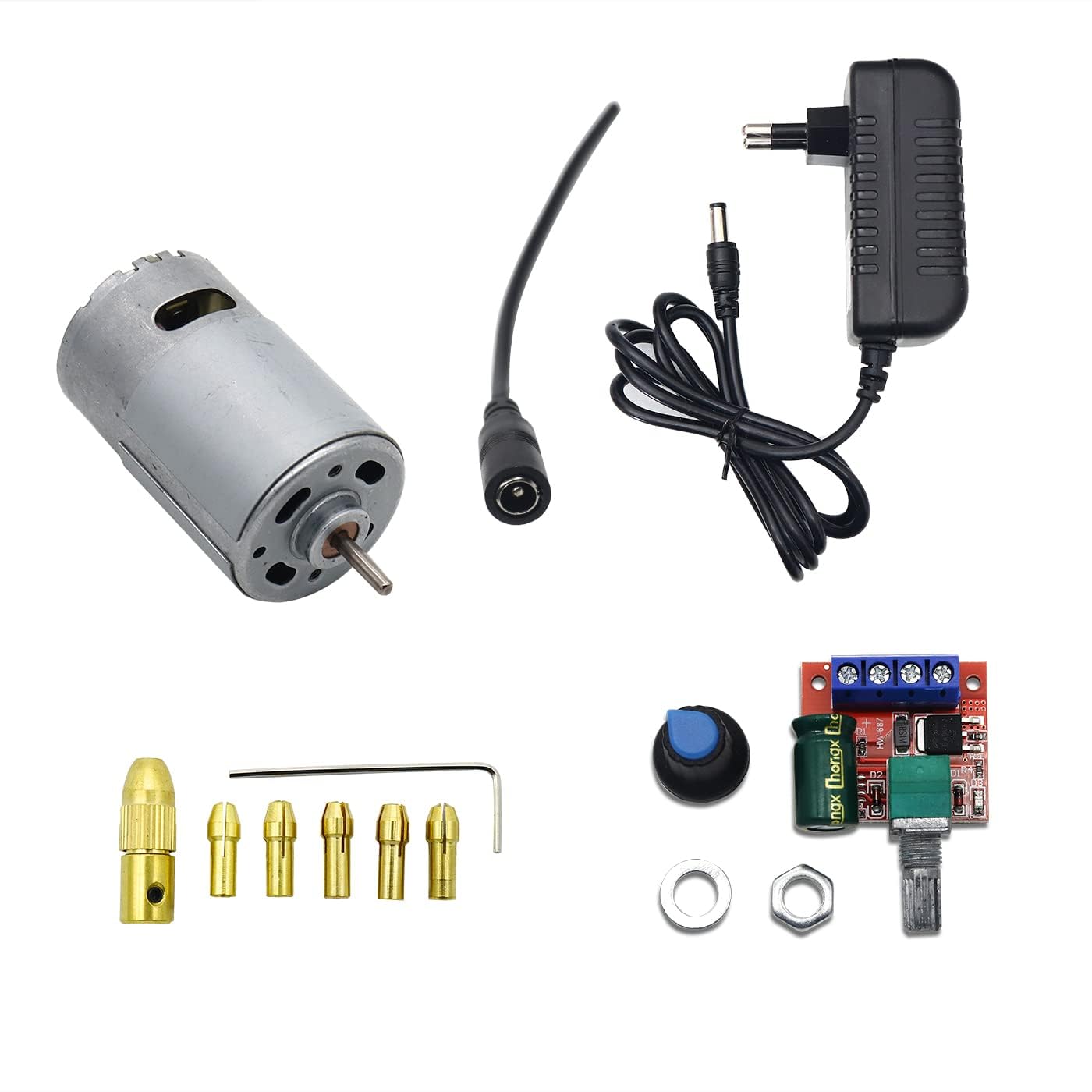RASHRI 12v Dc Rs-555 Brushed Motor Combo 4.5v To 35v Dc Pwm Speed Controller With Drill Chuck Set Drill 7pcs And 12v 1amp Adapter Or Dc Pin (B0D2JJ73N9) Amazon Price History, Amazon Price Tracker