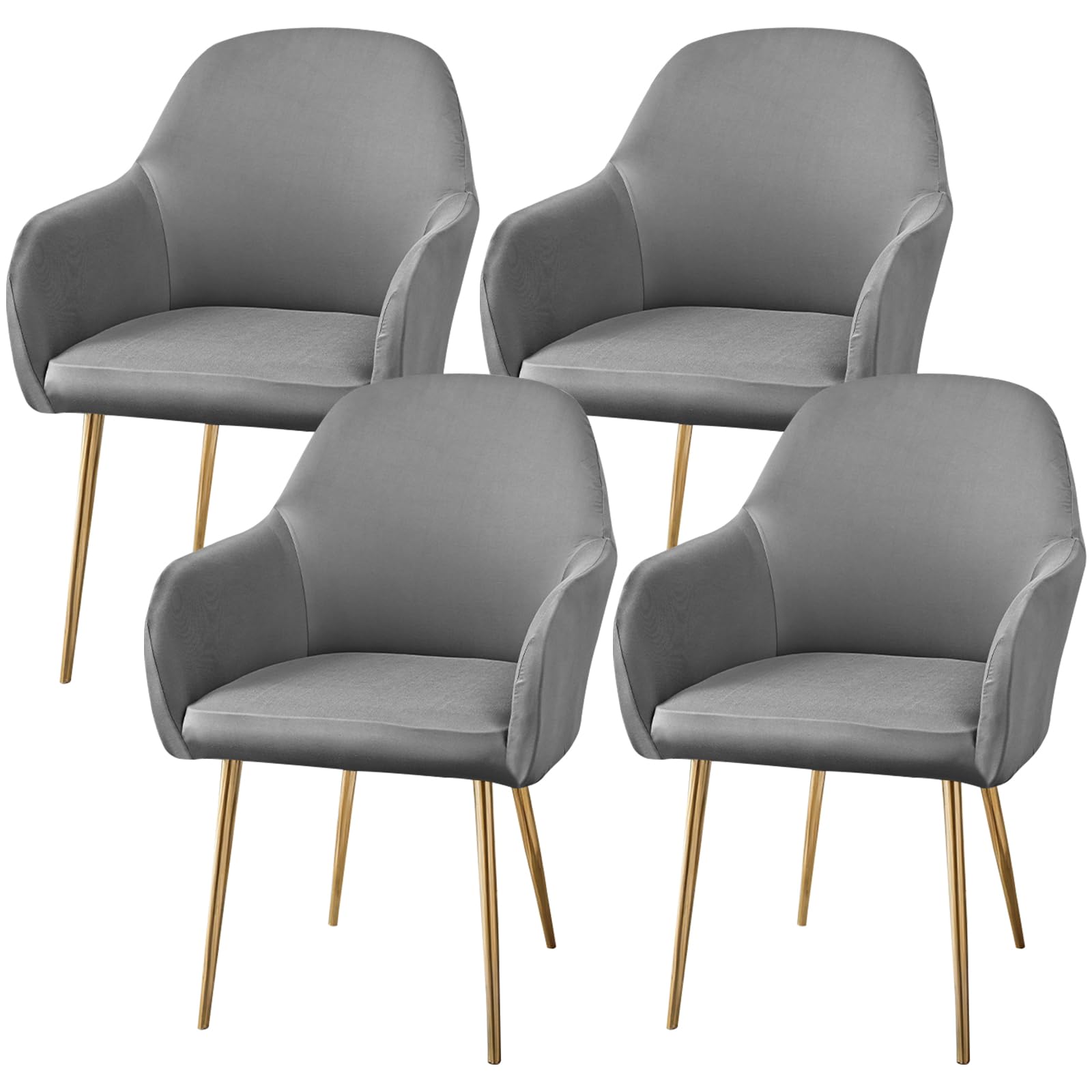 BAODBF Juego de 4 fundas para sillas, alta elasticidad con reposabrazos, suaves y transpirables, para comedor, hogar, cocina, hotel, oficina (gris claro)