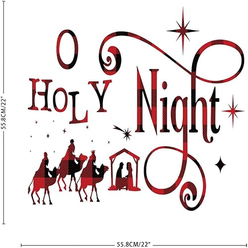 Miniatura 3 de Calcomanías de vinilo para citas de pared calcomanías de mural modernas de O Holy Night decoraciones del hogar belén de Navidad historia calcomanías