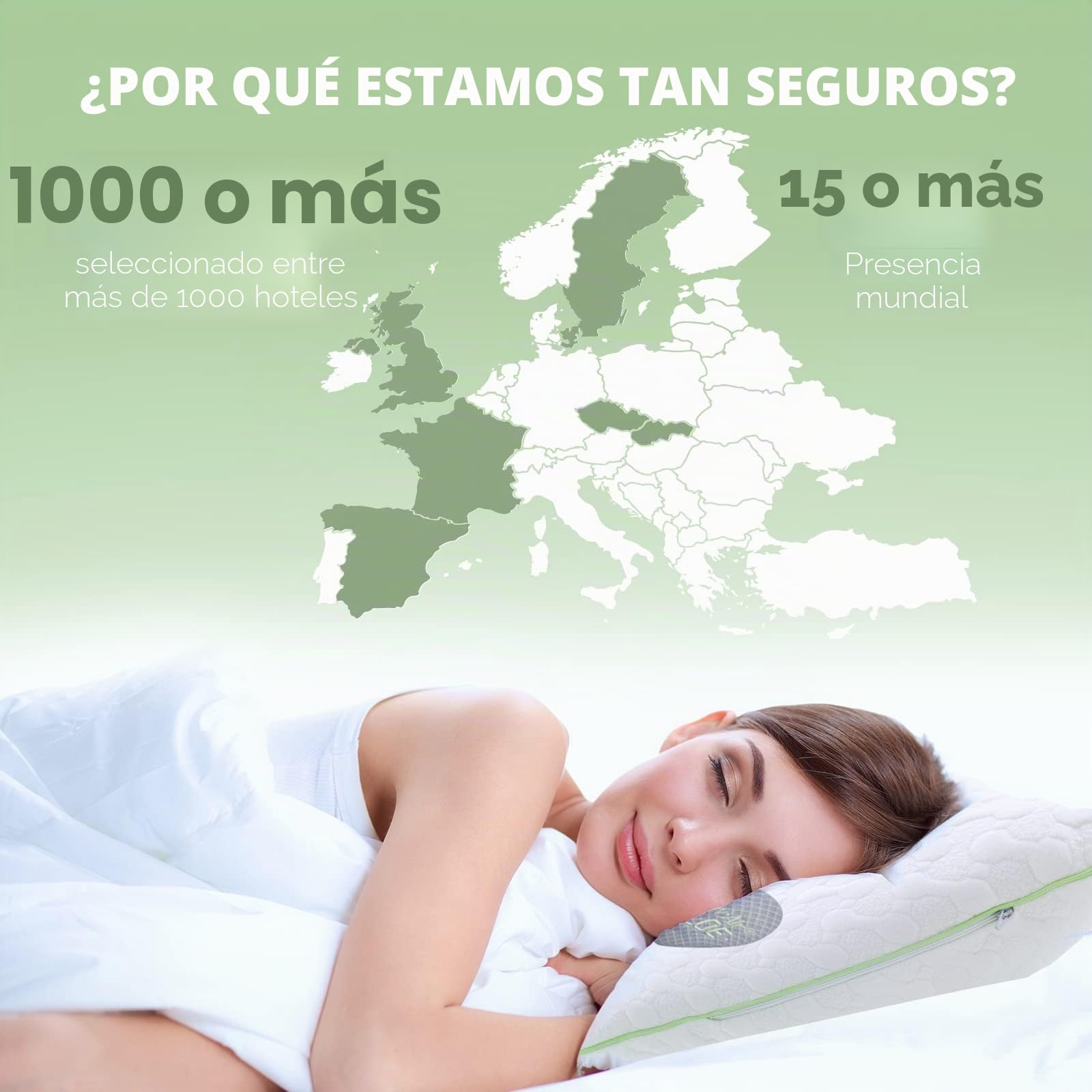 VITAPUR Almohada 40 x 80 Aloe Vera - Fresca en Verano, Cálida en Invierno - Almohada nº 1 para Dormir de Lado, con Efecto Calmante, Certificado Oekotex Standard 100 – Altamente Transpirable